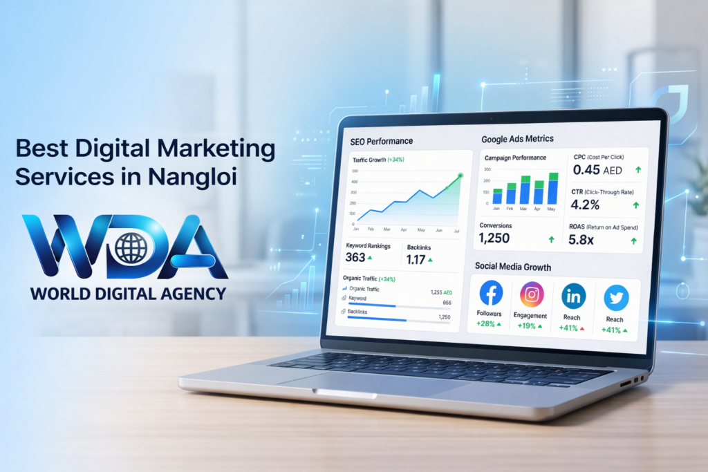 Digital marketing analytics dashboard on laptop for business growth