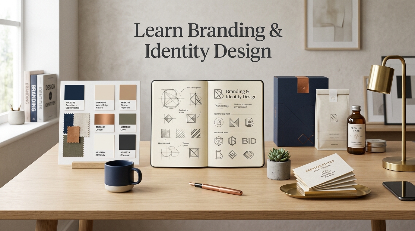 Workspace with laptop, drawing tablet, and color swatches for hands-on graphic design.