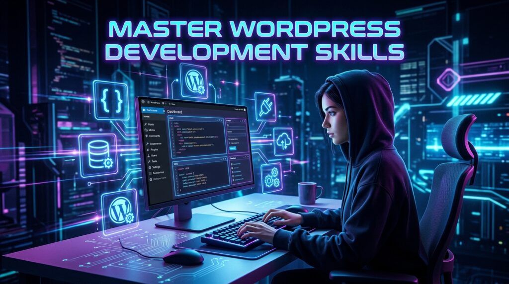 Developer working on WordPress website development on computer