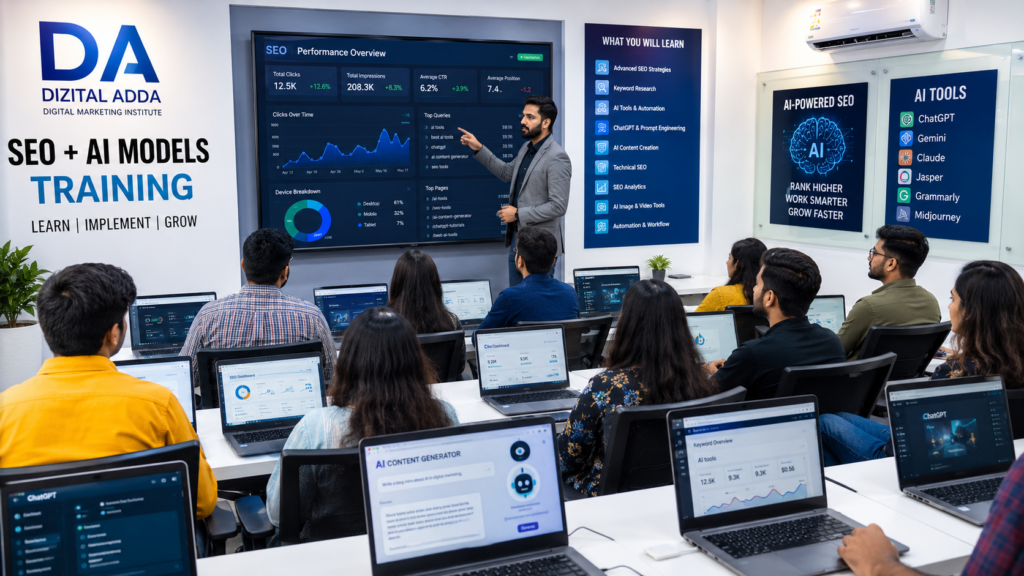 Professional SEO and AI Models Training Classroom in Punjabi Bagh