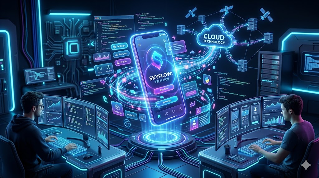 Mobile Application Development Company building Android and iOS apps with modern UI design