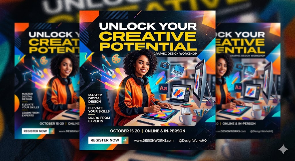 Graphics Design Training classroom with students learning Photoshop and Illustrator on computers